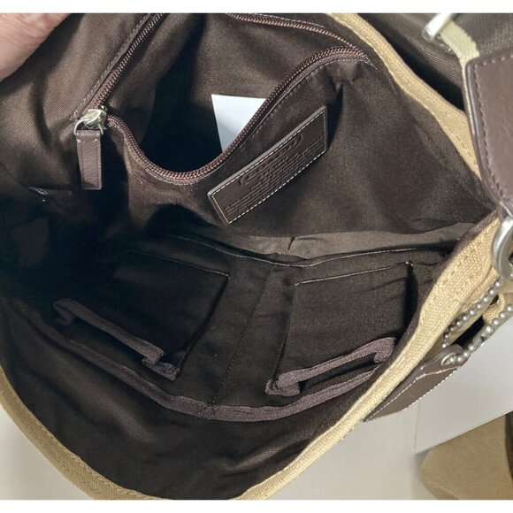 Womens Coach Heritage Web Messenger Bag Canvas Leather A1260-F70587 11 x 14" - Picture 6 of 11